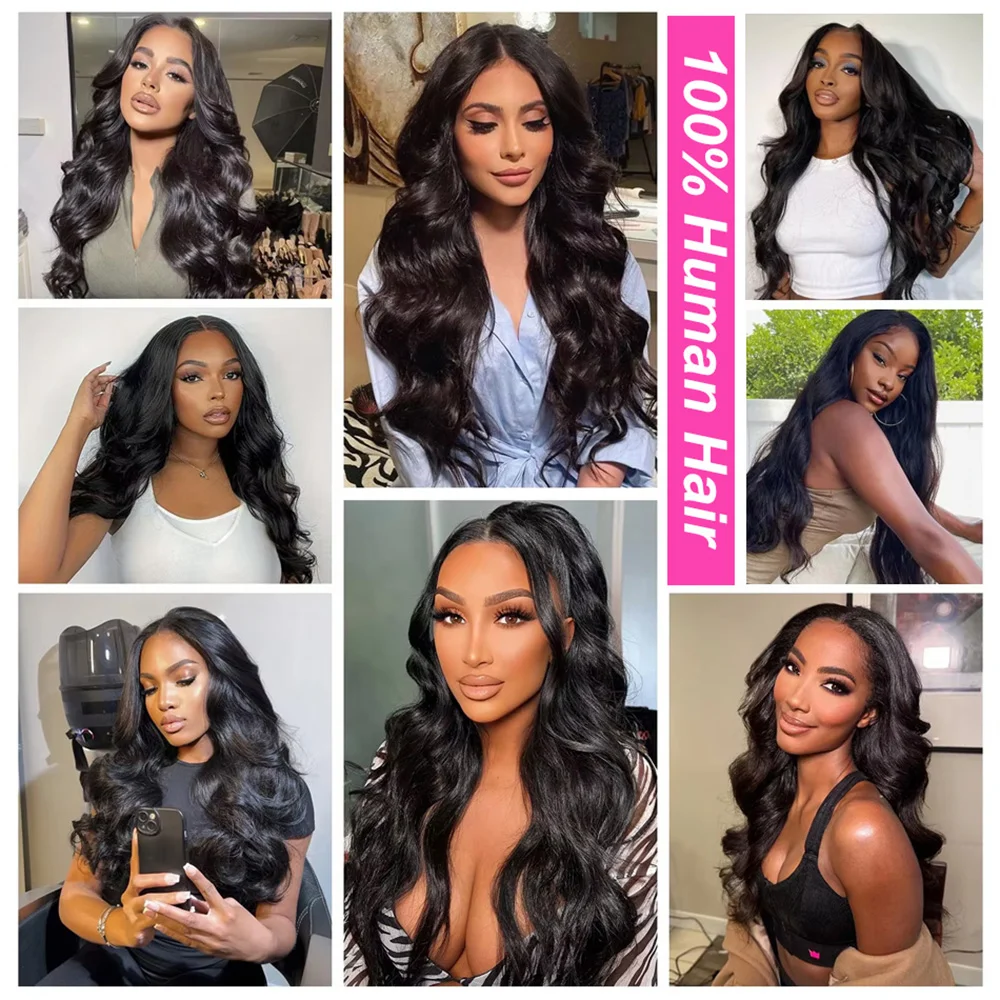 40inch 13x6 Body Wave Lace Front Wigs 100%  Human Hair Wig 13x4 Pre Plucked Human Hair Wigs 250 Density  Body Wave Wigs  5x5 Ready to Go HD Lace Glueless Wigs for Women Natural Black Brazilian image 7
