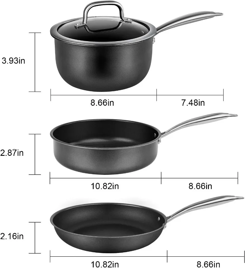 Induction Pots and Pans, Stainless Steel Pots And Pans Set 4pcs With Lid, Induction Cookware For Oven & Dishwasher Safe by MOMOS