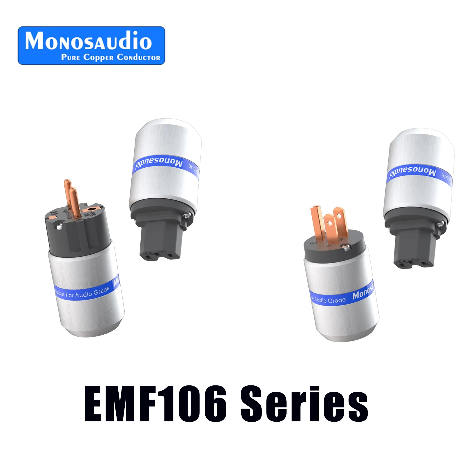 Monosaudio EMF106 AC Audio Power Plug 4N 99.998% Pure Copper Gold/Rhodium Plated EU/ US Version Hifi IEC C15 Female Connector