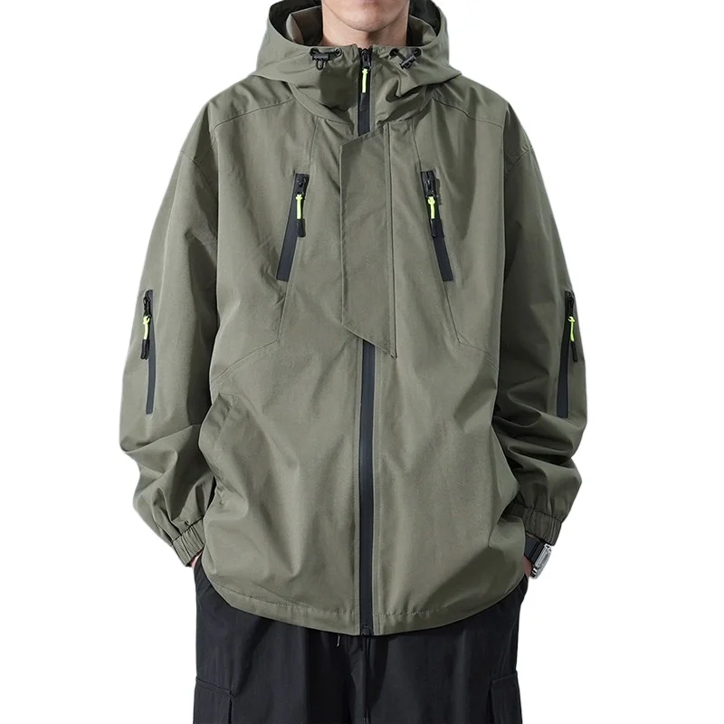 

Men's New Autumn Winter Thick and Warm Solid Color Windproof Hooded Down Jacket Multi Pocket Versatile Outdoor Casual Loose Coat