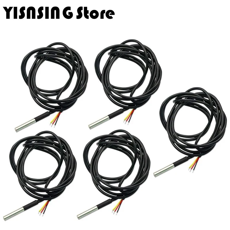 5pcs DS1820 Temperature Sensor Waterproof DS18b20 Temperature Sample 1M 2M 3M 5M Temperature Sensor 18B20 For Arduino DIY Kit