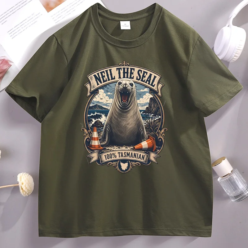 Vintage Neil The Seal Become Ungovernable T-Shirt Men Women Funny Animal Meme T-Shirts Graphic Tee Streetwear Unisex Clothes