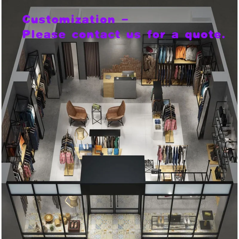 

custom.Modern Industrial Style Clothing Store Shelf Display Cabinet Whole Shop Customizable Design