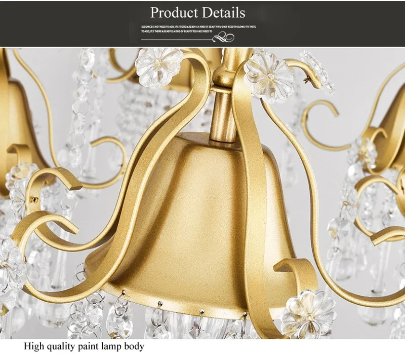 

American Iron Chandelier Personality Living Room Light Retro Study Dining Crystal Chandeliers Creative Bedroom Hanging Lamp