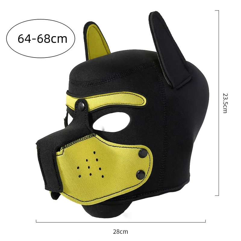 10 Colors Puppy Cosplay Costumes Latex Rubber Padded Fetish Dog Mask Full Head Hood Mask With Ears Men Women Dog Role Play Games