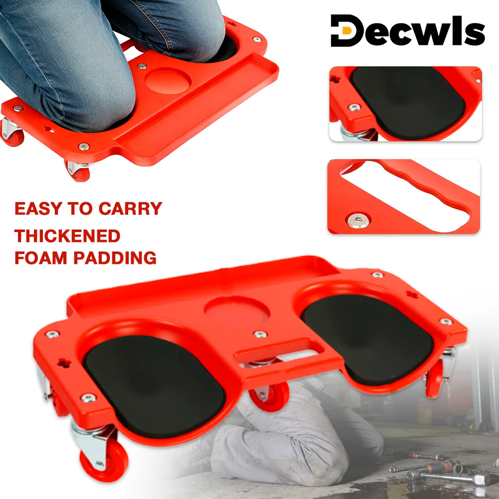 Rolling Knee Pad Slide With Wheel Thickened Knee Pad With 5 Swivel Casters And Tool Tray For Car Repair Tile Laying Construction
