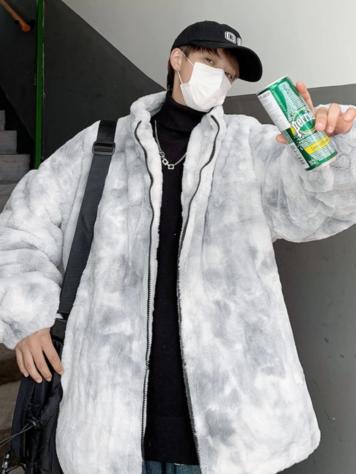 

Men's Dyed Cotton Jaet Winter Lamb Velvet Thiened Stand Collar Zipper Closure Warm Casual Faion High-End Feeling