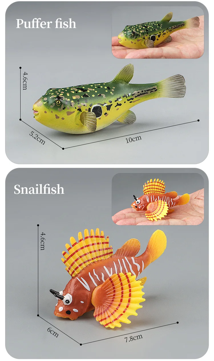 Meeresleben-Tiere-Modell, Actionfiguren-Set – Ozeanfisch, Thunfisch, Segelfisch, Bass, Zacker, Lachs, PVC, Lernspielzeug für Kinder – Detail 10