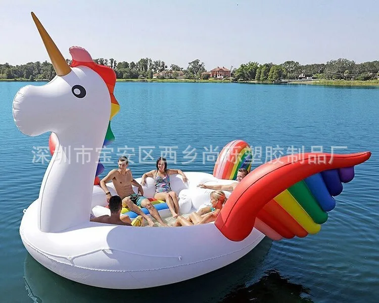 New Large Size 4 Person Inflatable Unicorn Flamingo Party Water Float Island Entertainment Buyers