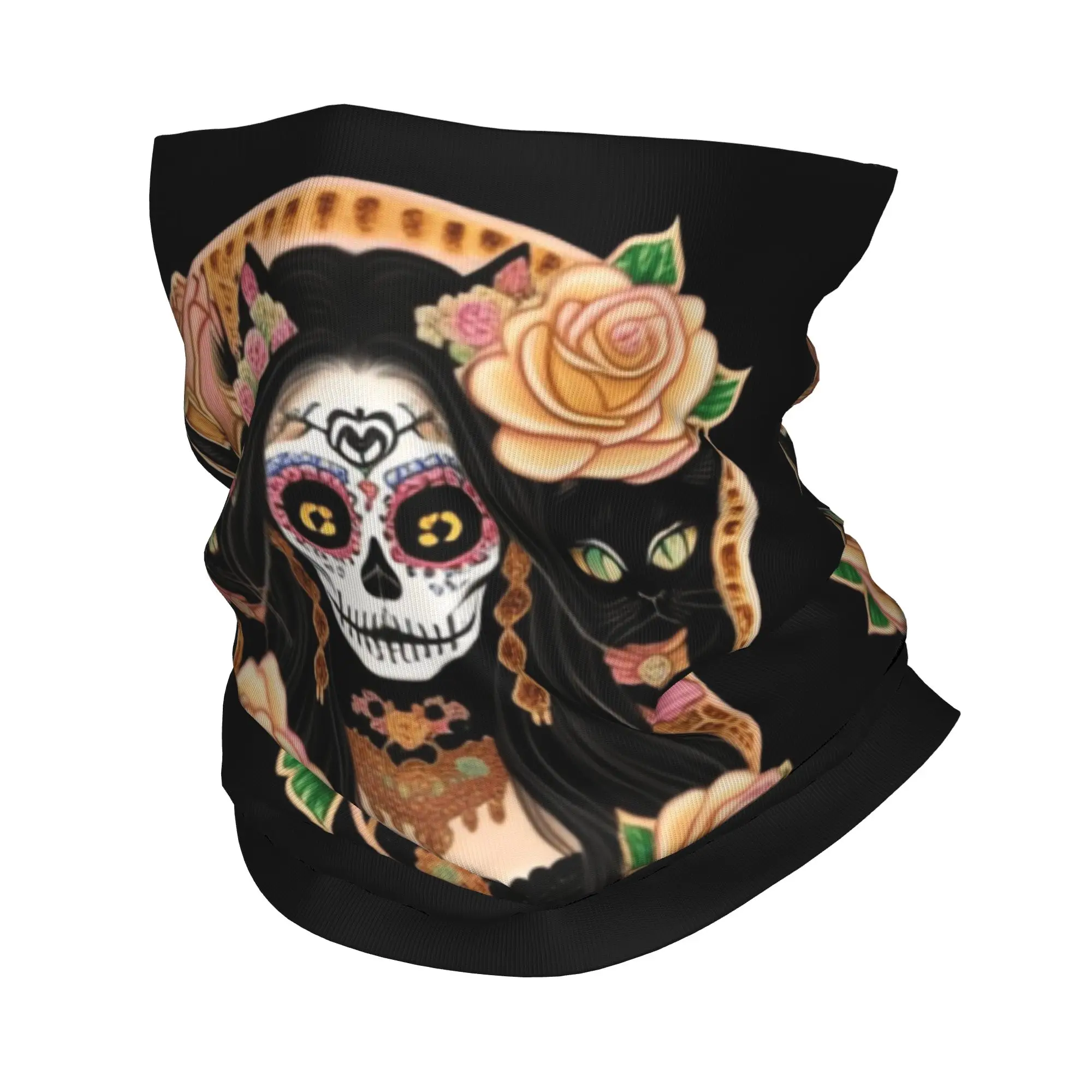 Mexican Catrina Girl Day Of The Dead Sugar Skull Bandana Neck Cover Printed Mask Scarf Face Mask Riding For Men Women Adult
