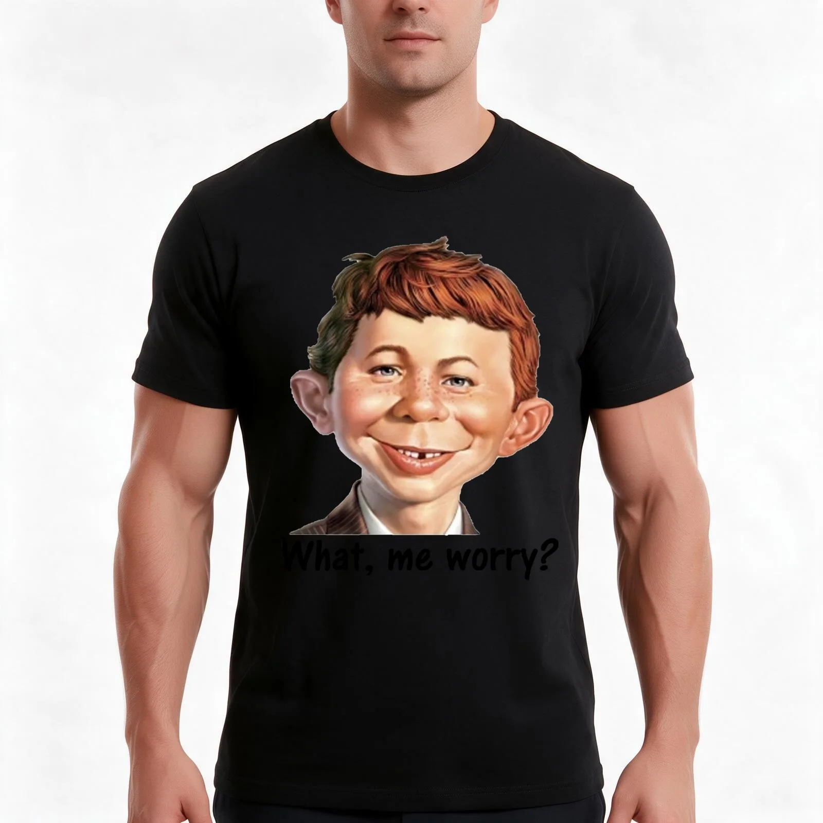 what me worry Mad Magazine alfred neuman T Shirt T-Shirt Summer Casual Cotton Tee, Unisex Men Women