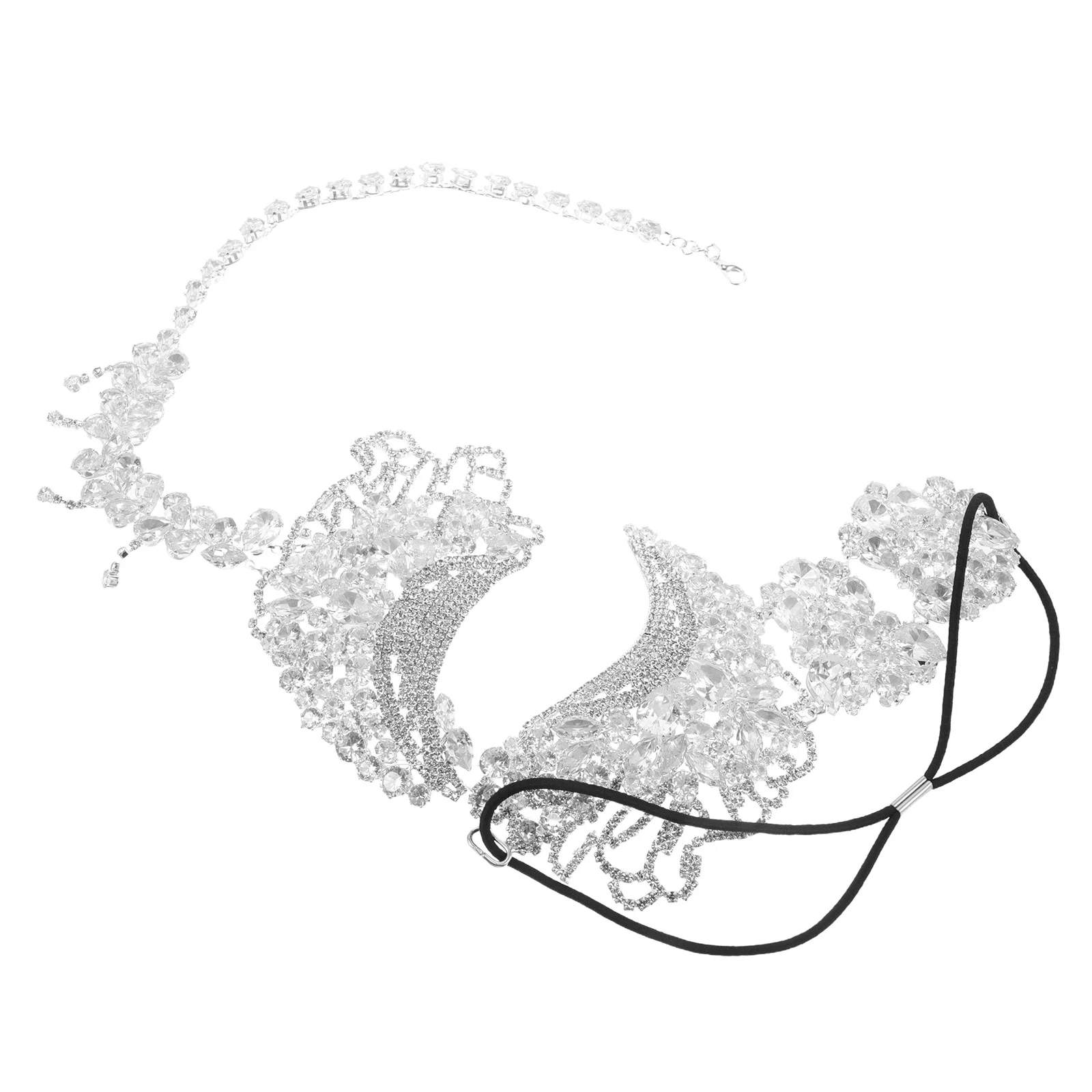 Rhinestone Masquerade Mask Bling Venetian Half Face Mask for Prom Ball Mardi Gras Halloween Carnival Party Dress-Up