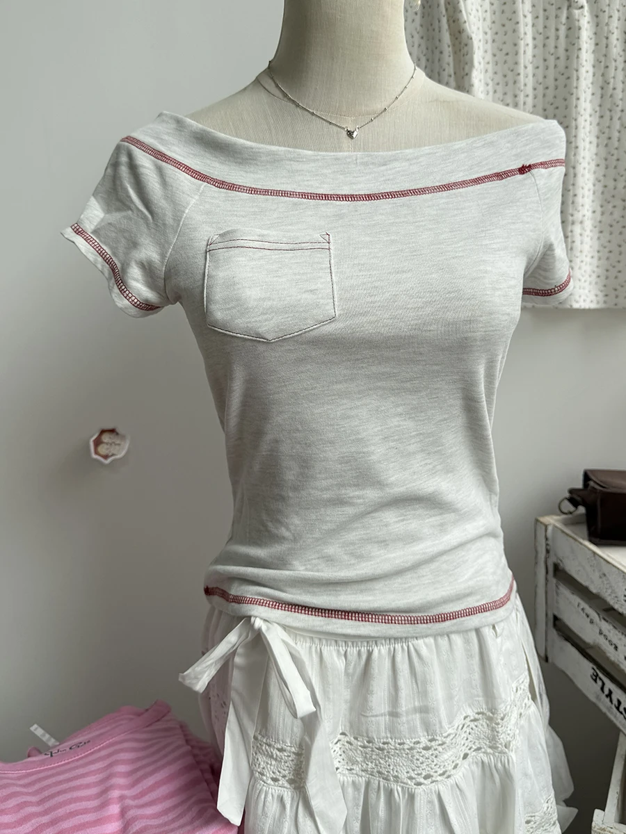Quilt Cotton Summer - Slash Neck Short Raglan Sleeve Tee