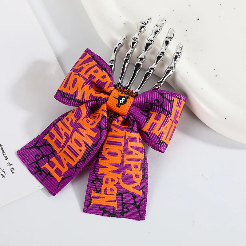 1pc New Halloween Skeleton Ghost Hand Hairpin Female Ghost Pumpkin Witch Personalized Butterfly Bow Hair Edge Clip