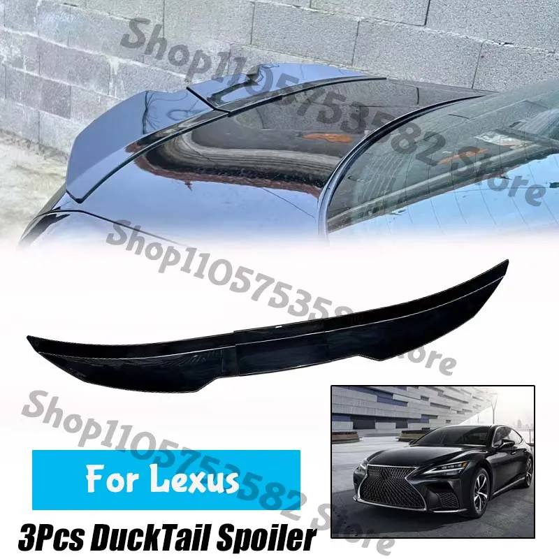 3Pcs Ducktail High Kick Trunk Spoiler For Lexus Universal Rear Boot Wing For Multi Models Car
