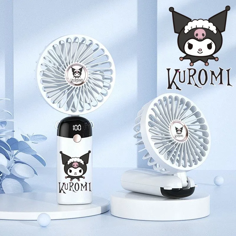 Miniso Kuromi Mini Fan Series, Figura Dos Desenhos Animados, Rotativa Kuromi Printing, Desktop Portátil, Portátil, Presente de Aniversário, Presentes