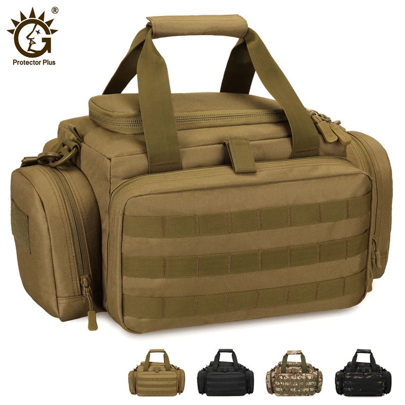 600D Waterproof Equipment Tactical Range Bag, Gun Shooting Pistol Case, Khaki Hunting Accessories, Tools Sling Bag