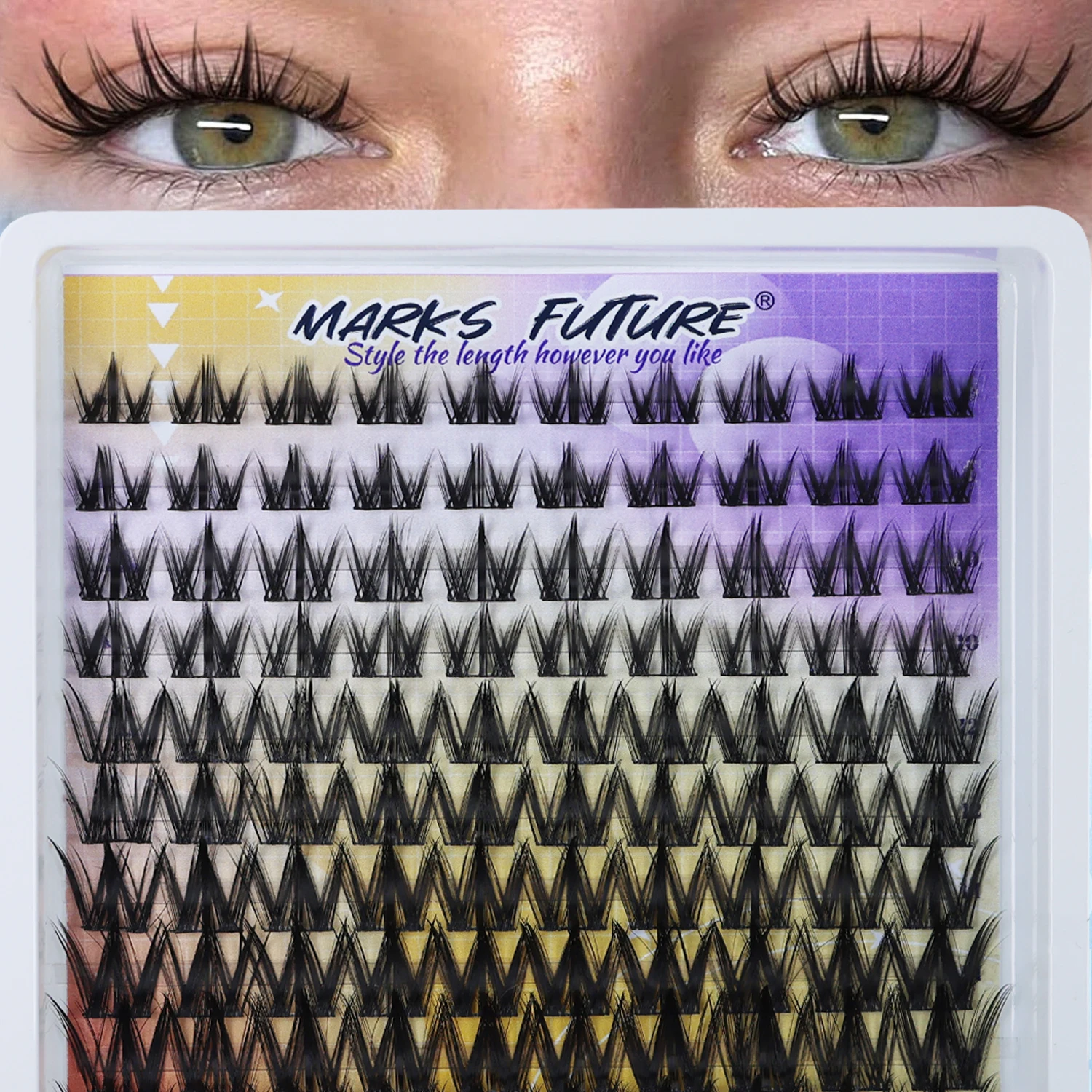 100 Pieces of Eyelash Clusters, Manga-Style Eyelash Clusters, Spiked Cluster Eyelash Extensions, 8-16mm Curly Single Eyelashes, Thick Anime-Style Eyelash Clusters, Thin Strip Cosplay Eyelashes, DIY at Home (Cute), Black, Beginner-Friendly, Easy to Carry