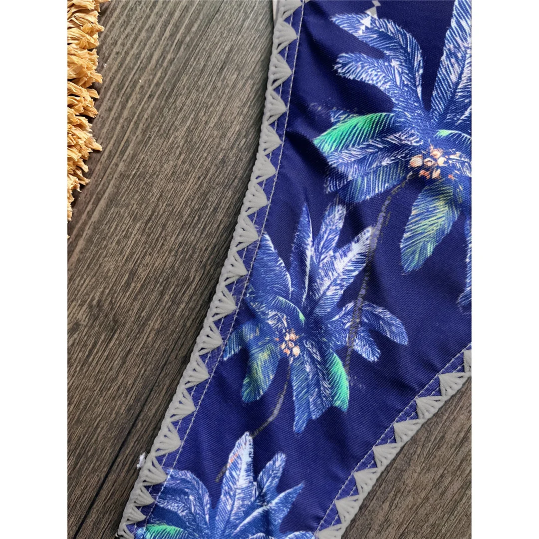 Blumenmuster, Neckholder-Bikini, Damen-Badeanzug, zweiteiliges Bikini-Set, gepolsterter Badeanzug, Badebekleidung, Modell V8283. – Detail 9