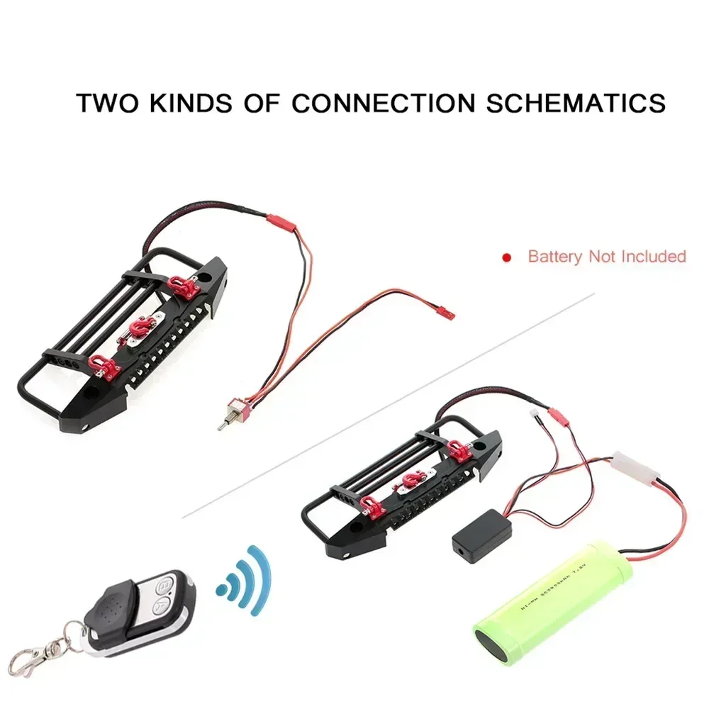 Amortecedor de metal com guincho 2 luz led receptor controle remoto para TRX-4 trx4 trxs axial scx10 rc crawler peças do carro