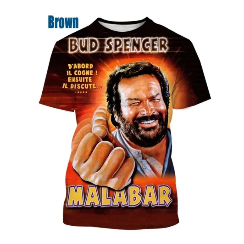 Bud Spencer Terence Hill T-shirt Men\'s Casual Short-sleeved T-shirt Summer Fashion 3D Printing T-shirt Cosplay Men\'s Clothing