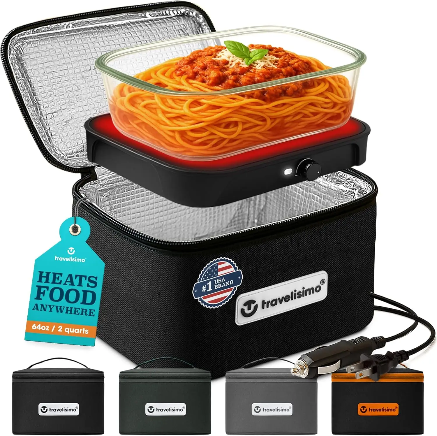 

Portable 3-in-1 Microwave Oven, 12V/24V/110V Electric Lunch Box for Home & Work