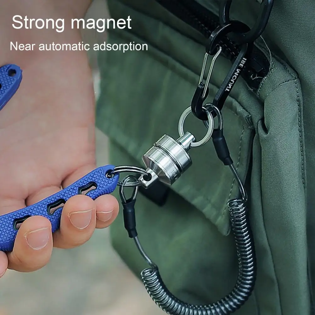 

Magnetic Keychain Magnet Clip Holder Retractor with Coiled Lanyard Carabiner for Fly Fishing Net Release Durable Fishing