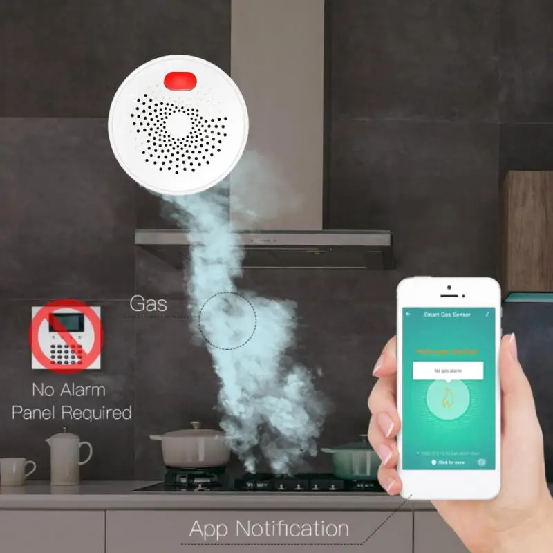 Tuya wifi/sensor de gás natural combustível doméstico inteligente detector de alarme de gás lpg sensor de vazamento segurança contra incêndio casa inteligente