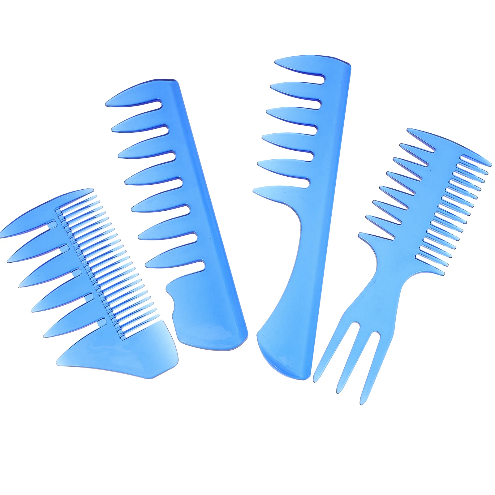 

4 Retro Greasy Hair Combs for Men Smooth Teeth Vintage Spary Blue Portable Scalp Massager Anti Hairdressing Accessories