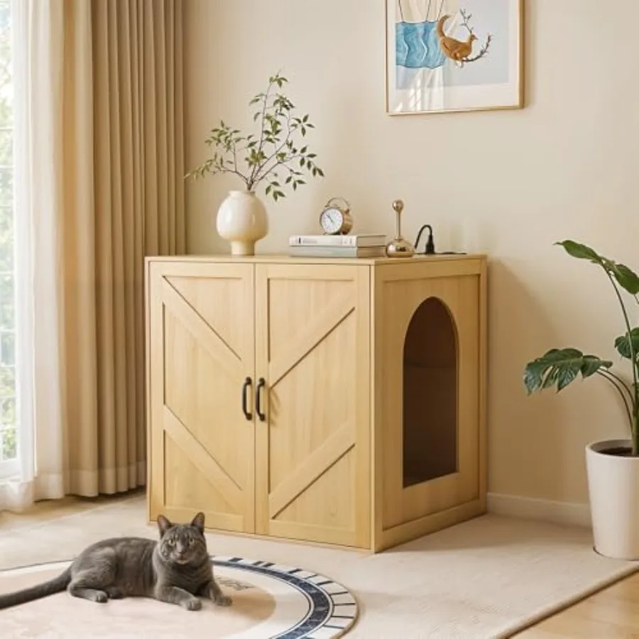 

Автоматический большой корпус для кошачьего туалета со съемными дверцами своими руками, встроенная зарядная станция, дизайн в деревянном стиле для мусора размером 3/4