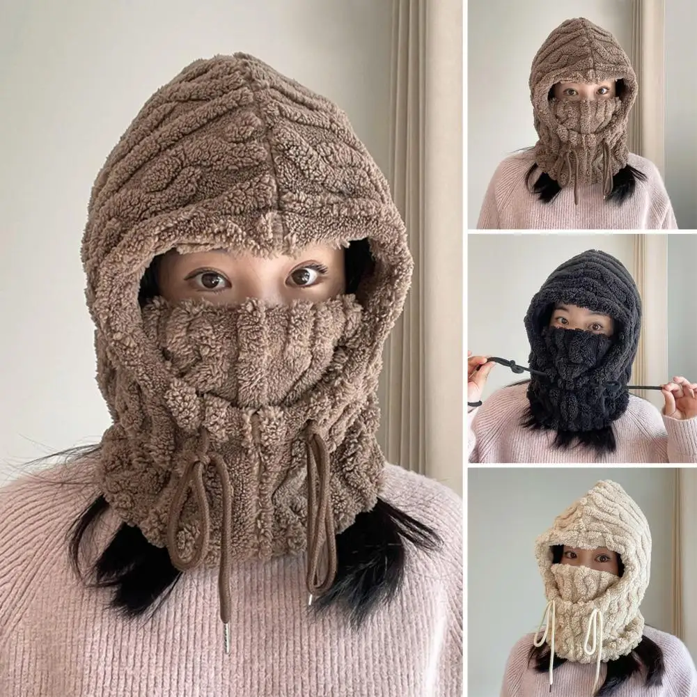

Women Knitted Hat Sherpa Hood Winter Hat Scarf Combo for Men Women Windproof Ski Face Covers with Ear Protection for Hiking