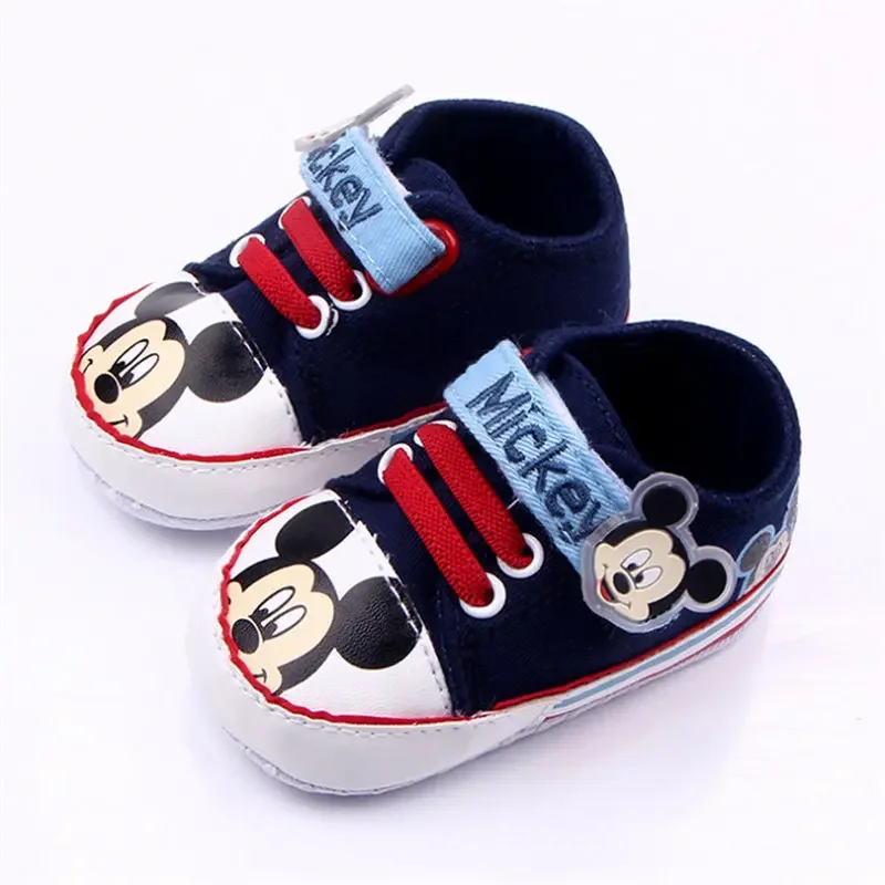 Disney-Mickey Mouse First Walkers Sapatos para recém-nascidos menino e menina, desenhos animados, moda, 0-18m