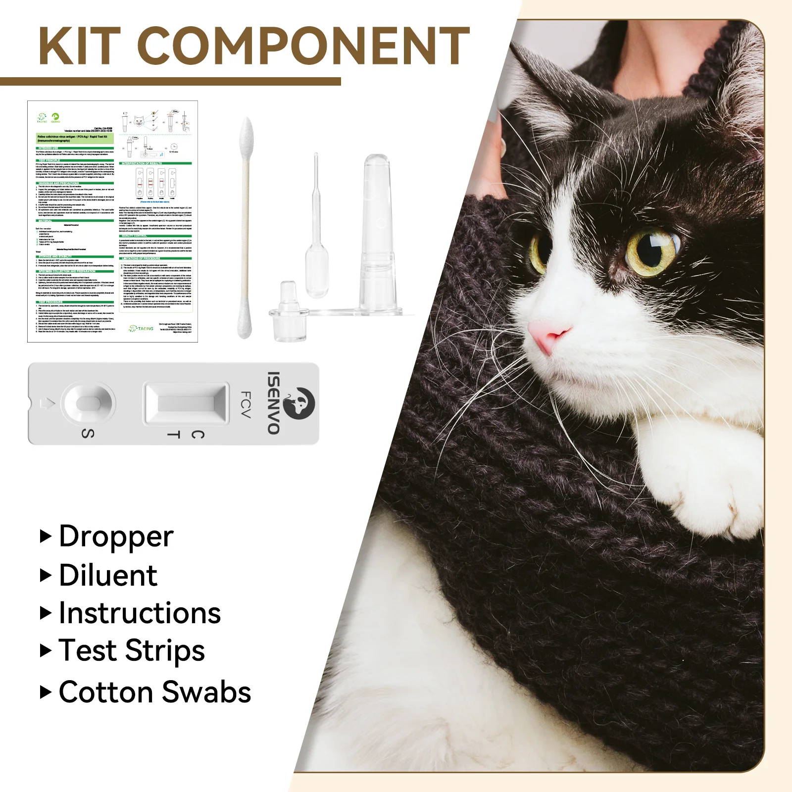 Feline Calicivirus FCV Rapid Test Kit For Cats,  Convenient Testing Reagents Detection Kit
