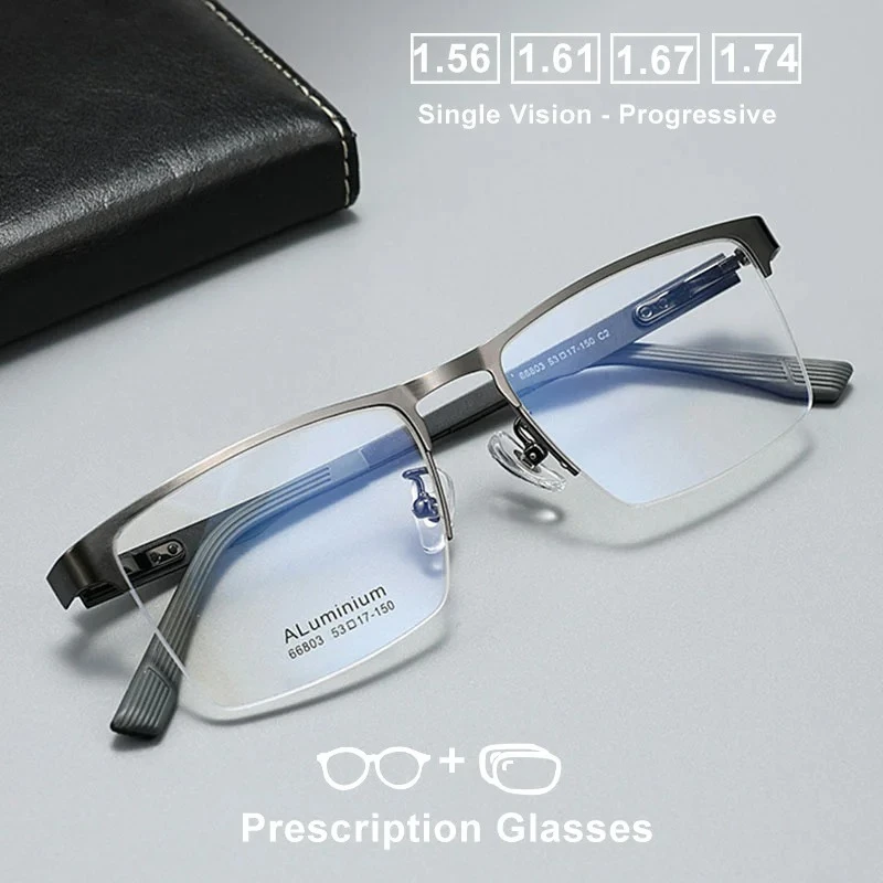 Braz موضة شبه بدون شفة النظارات البصرية تخصيص قصر النظر مد البصر التقدمي النظارات الطبية الرجال وصفة النظارات