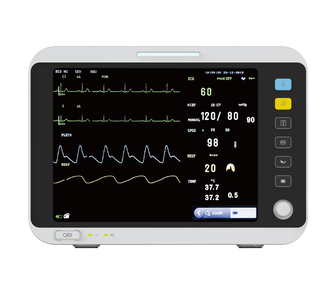 

12 inch portable Hospital Emergency Monit or Vet Multi-parameter Veterinary Multiparameter IC U vital sign mo nitor