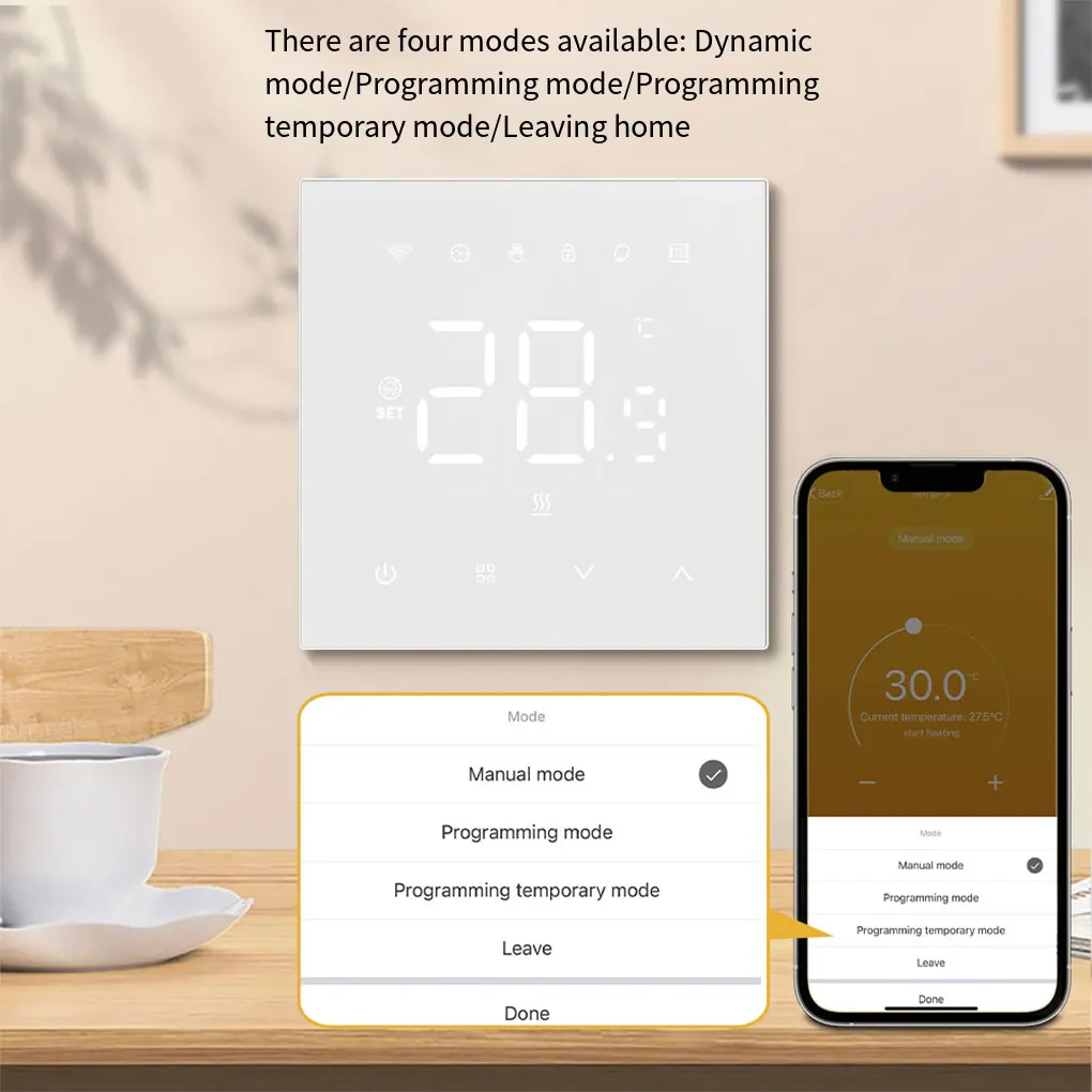 

Умный термостат с акриловой панелью из АБС-пластика с приложением для голосового управления, классический для легкой подсветки