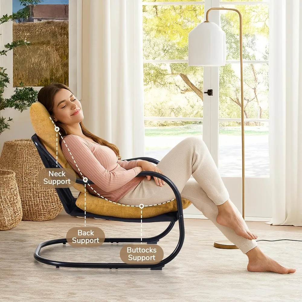 Comoda sedia d'accento Poltrona moderna per camera da letto con struttura in metallo Comodo cuscino in schiuma triturata per balcone