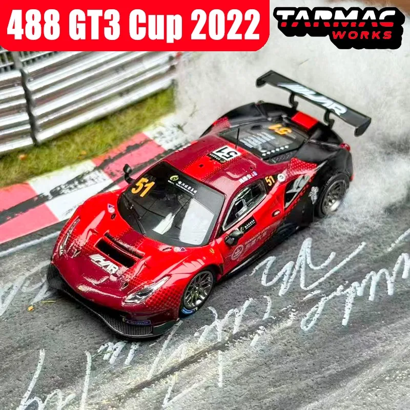 تارماك يعمل 1/64 488 كوب GT3 2022 # 51 لعبة سيارة مصنوعة من خليط معدني مجموعة نماذج معدنية مصبوبة لهدايا عيد الميلاد للأولاد