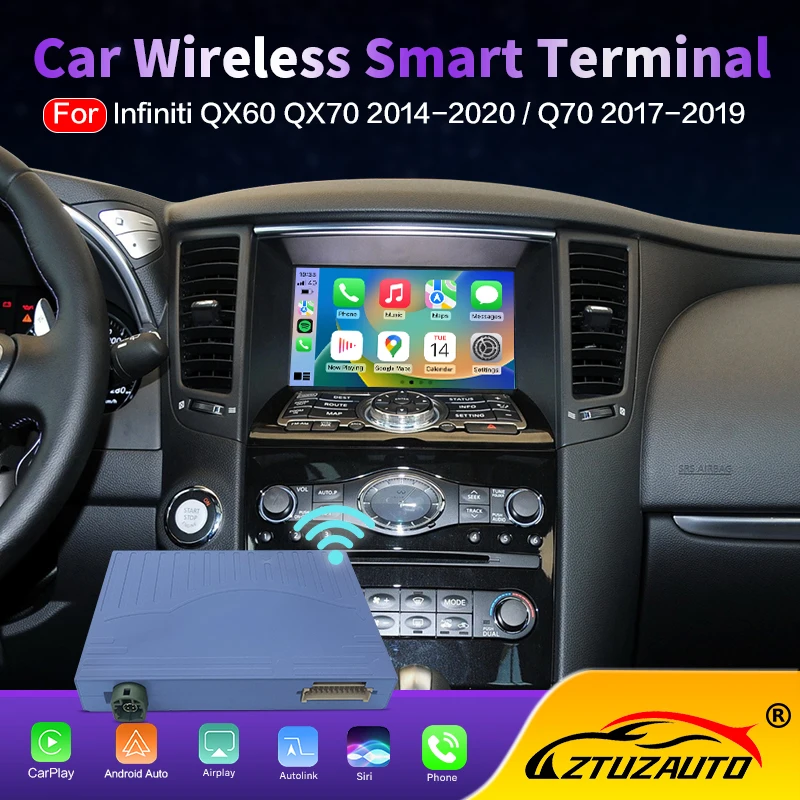 Wireless CarPlay Android Auto for Infiniti QX60 QX70 Q70 Mirror Aftermarket CarPlay Upgrade Retrofit Multimedia Navigation