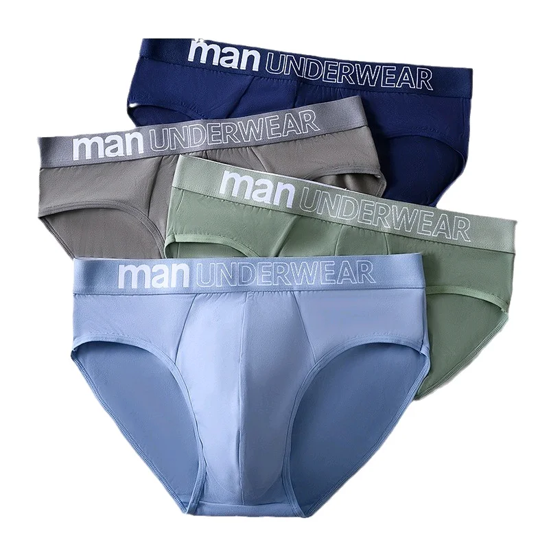 4 Pcs Men's Briefs Student Fashion Underwear Panties Breathable Elastic Large Size Male Underpants Letter Waist L TO 6XL
