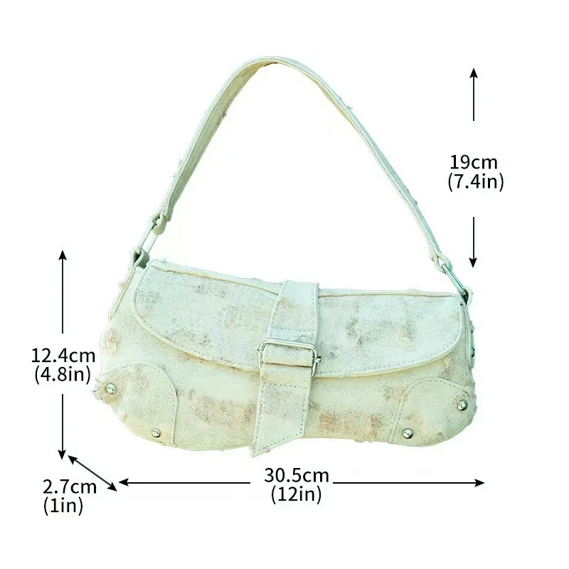 موضة قماش ليوبارد طباعة حقيبة كتف العلامة التجارية رائعة غير المتماثلة المرأة السرج حقيبة الراقية البقرة نمط جديد الأبيض حقيبة تحت الإبط #3