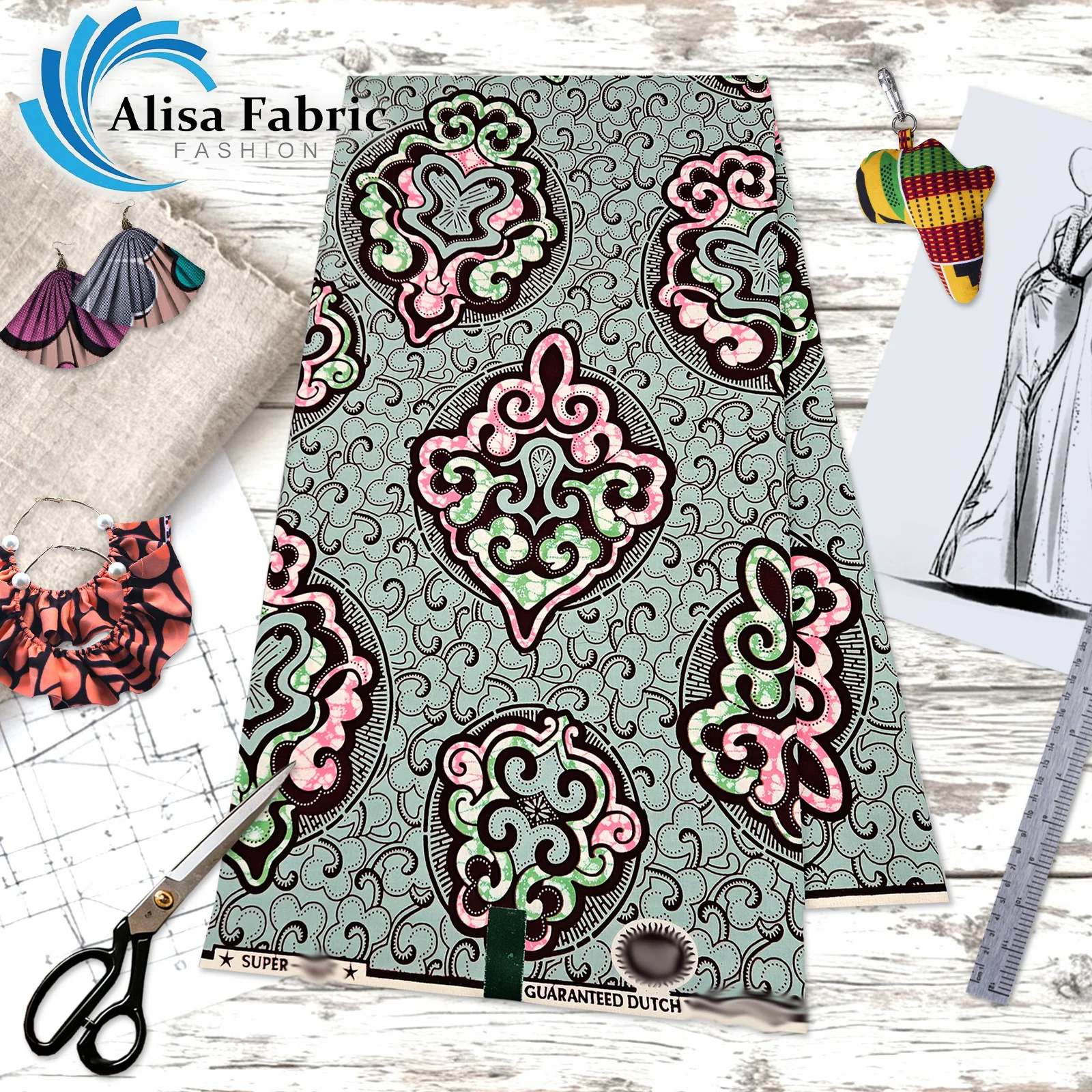 

Newest super fabric Nigerian fabric wax wholesale African 2025 6 yards 100% cotton Dutch for church dress