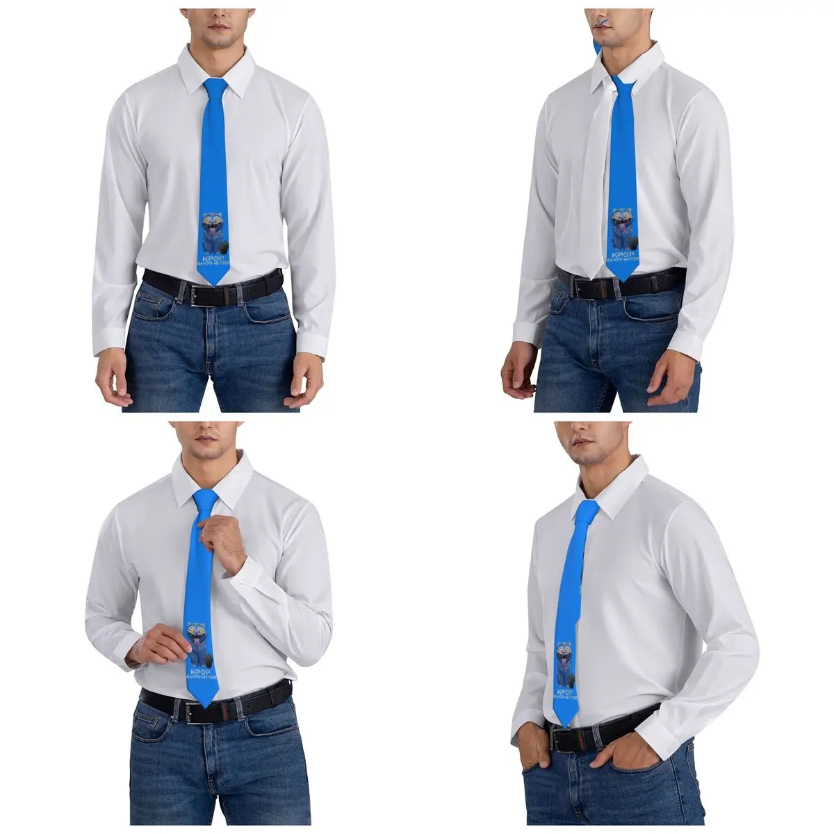 Derpy الأزرق النمر ربطة العنق 8 سنتيمتر KPop شيطان الصيادين رابطة عنق للرجال قميص واسع اكسسوارات Gravatas اكسسوارات الزفاف الطرف #5