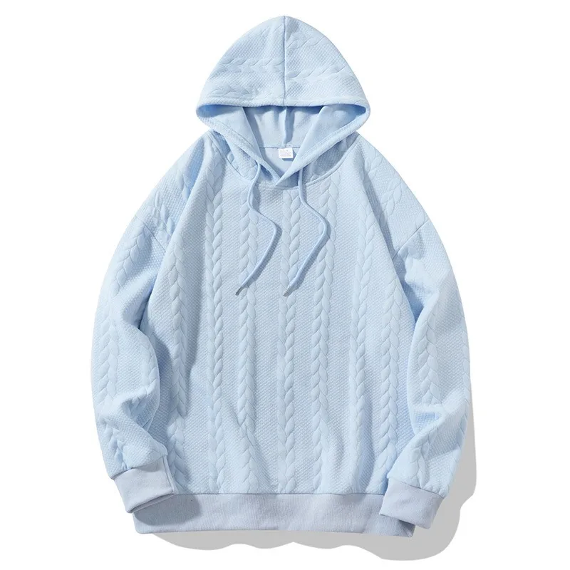 سويت شيرت رجالي بقلنسوة جديد بلون سادة كاجوال بقلنسوة متعدد الألوان وأكمام طويلة