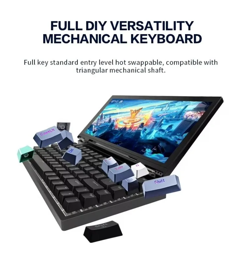 Portable 84-Key Touchscreen Mechanical RGB Gaming Keyboard 12.3