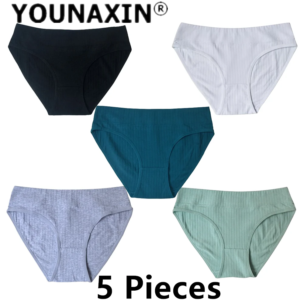 

5 Pack/Lot Women Cotton Underwear Briefs Lingerie Mid-Rise Undies Girls Big Size Breathable Panties Soild Undershorts M L XL 2XL