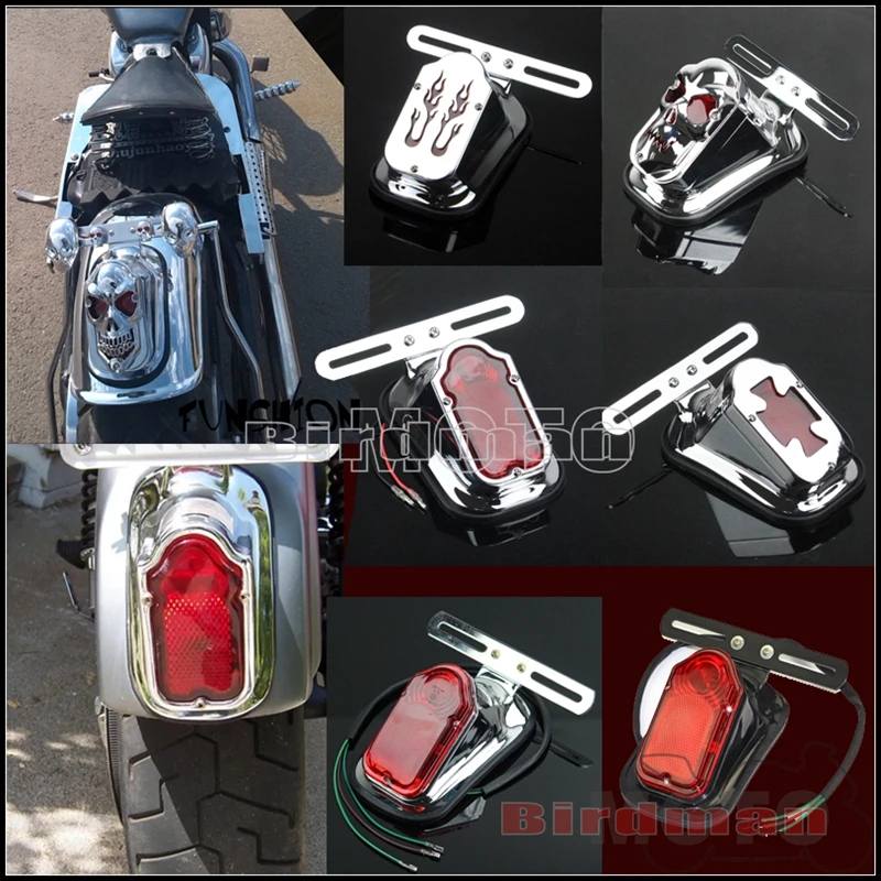 

Universal Motorcycle Tombstone Tail Brake Lamp License Plate Light For Harley Honda Kawasaki Suzuki Yamaha Ducati Bobber Chopper