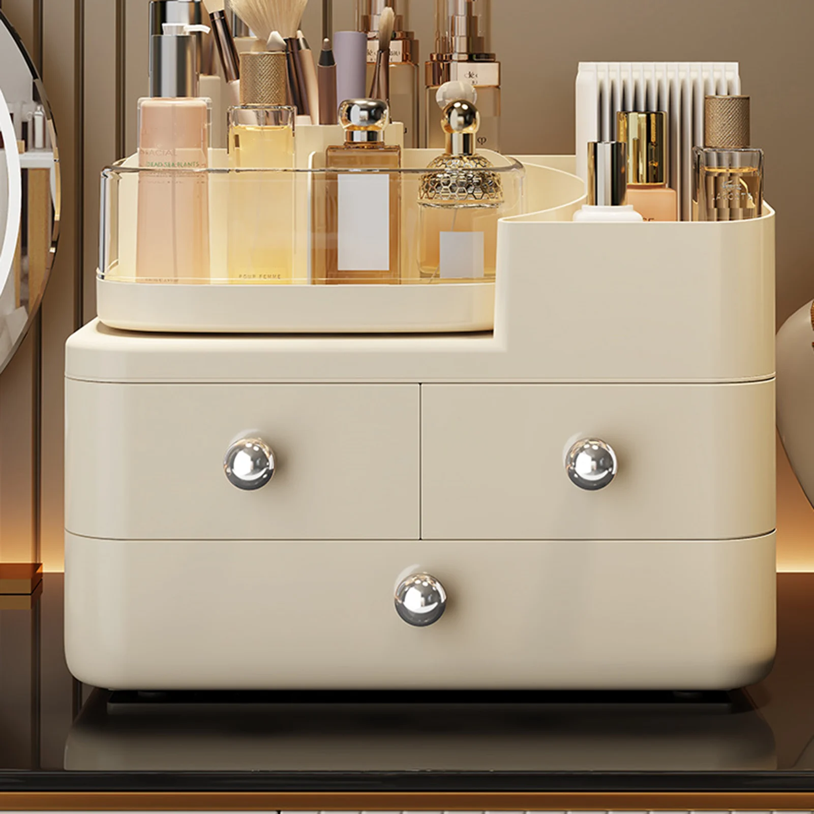 

Cosmetic Storage Box Large Capacity Dustproof Makeup Organizers Desktop Organizer box with Drawers Jewelry case Accessories