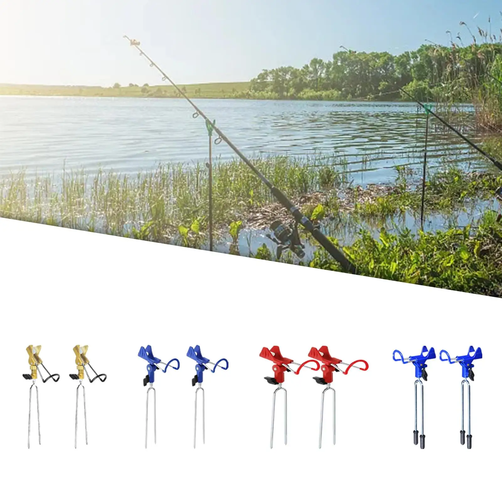 2x Support de canne à pêche Portable Support de canne à pêche Support extérieur réglable