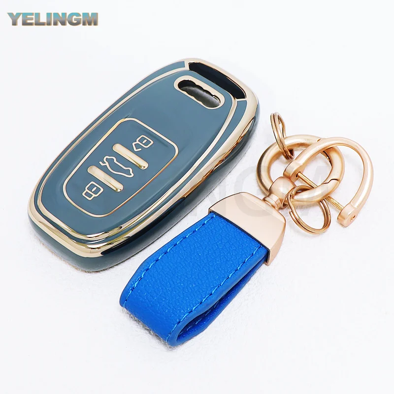 Schlüsselhülle für Audi A1 A3 A4 A5 A6 A7 A8 Quattro Q3 Q5 Q7 S4 S5 S6 S7 S8 R8 TT TPU Autoschlüssel-Etui Schlüsselanhänger Zubehör